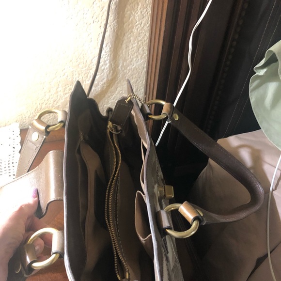 Coach Handbag Patchwork Turnlock Canvas Satchel/shoulder Bag/matching wallet - Picture 6 of 15